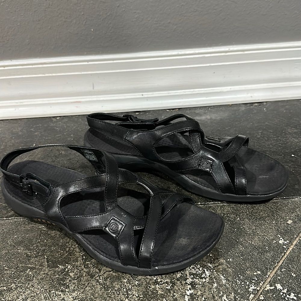 Merrell Black Agave Leather Sandals 11